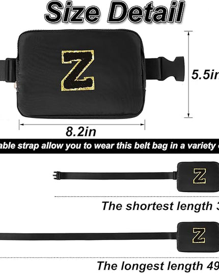 Uygafly Personalized Belt Bag for Women Girls - Fashion Mini Waist Packs with Adjustable Strap - Trendy Travel Fanny Pack Crossbody Bags with Initial Letter - Teen Gifts | Black,Black Z
