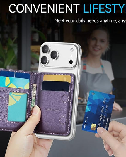 Vinich for MagSafe Wallet Magnetic RFID Blocking Card Holder Compatible with MagSafe Phones and Cases, Strong Magnet Minimalist Phone Wallet for iPhone 17/16/15/14/13/12/ Pro/Max/Plus, Purple