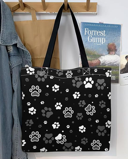 Canvas Tote Bag for Women，Cute Heavy-Duty Shoulder Bag with Zipper Pocket -Travel Tote for Grocery, Gym,Shopping