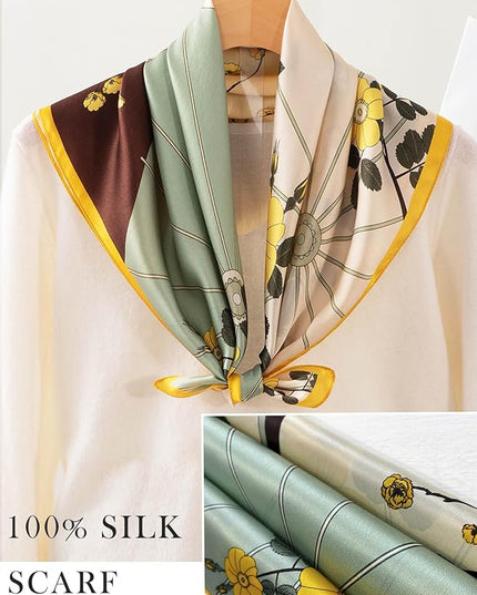 100% Mulberry Silk Scarf for Women Hair Lightweight Square Neckerchief Wrap For Head Scarves 21"