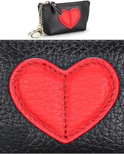 ZYLOXAR Genuine Leather Wallet Soft Coin Purse with Keychain Small Zipper Pouch for Women (Black)