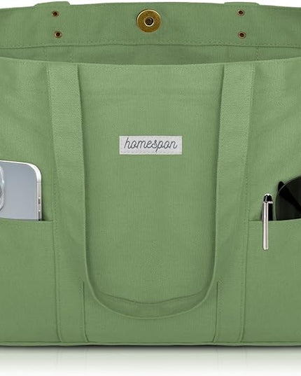 HOMESPON Large Canvas Tote Bag for Women Everything Bag with Pockets and Laptop Sleeve