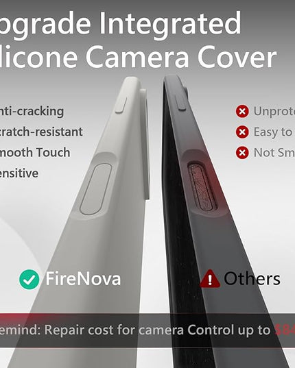 FireNova Magnetic for iPhone Air Case, Compatible with MagSafe, [Integrated Silicone Camera Control Button] [Camera Protection] Microfiber Lining Phone Case for iPhone 17 Air, 6.5", Natural Titanium