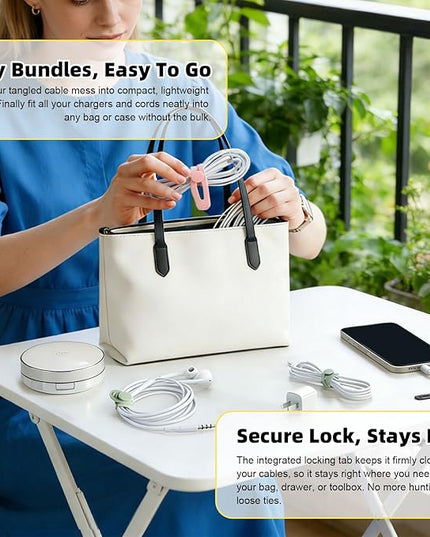 28Pcs Silicone Cable Ties Reusable, Multipurpose Cable Management Organizer, Adjustable Fastening Cable Straps with Locking Buckles, High Elasticity Cord Organizer, Travel Essentials(2 Sizes, 7Colors)
