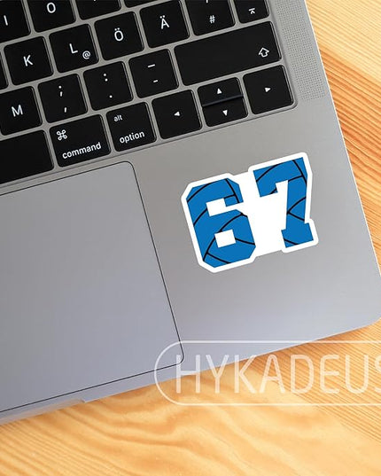 (3 Pcs) Blue Volleyball 67 Six Seven Sticker Funny Gen Alpha Meme Stickers – 67 Gifts for Coaches, Players, Waterproof Vinyl Decals for Water Bottle, Tumbler, Laptop, Phone Case, 3" x 2.1"