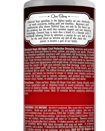 Chemical Guys G6 HyperCoat High Gloss Protectant Dressing, For Vinyl, Rubber, Plastic, Tires and Trim, Gloss Dressing Restores Shine & Protection for Cars, Trucks, Motorcycles, SUVs and RVs, 16 oz