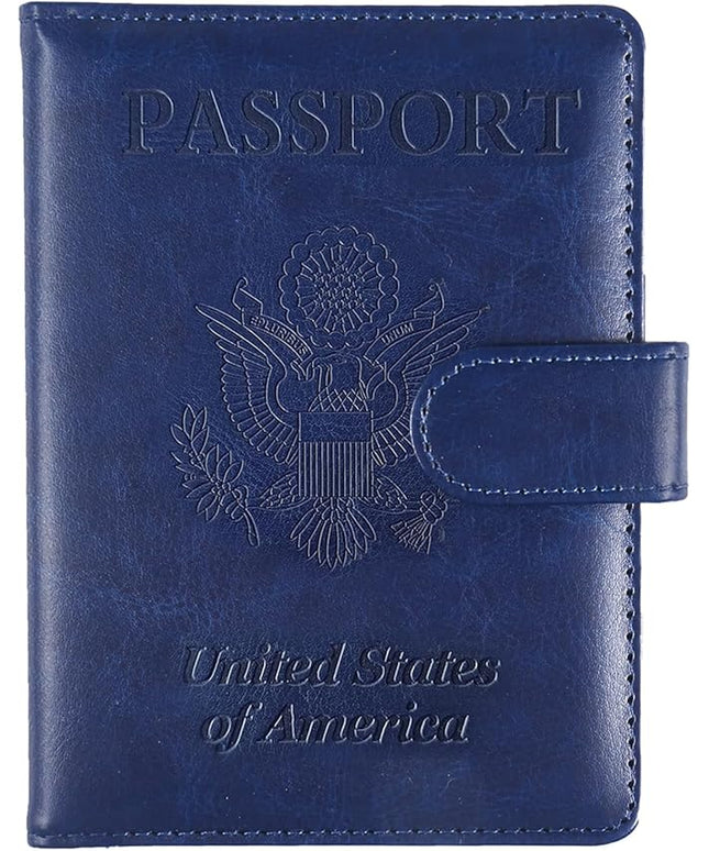 Sizobi Passport Holder for Travel,RFID Passport Cover Wallet for Women Men,Leather Passport Book Card Holder Case for International Travel Must Haves Accessories,Cruise Ship Essentials Gifts,Dark Blue