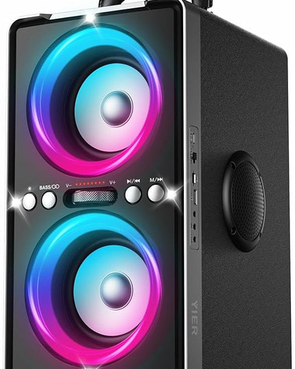 Bluetooth Speaker, 200W Peak Loud Stereo with Big Bass, 20H Playtime, TWS, Fast Charging, Portable Handle, Wireless Large Boombox Bocina with LED Light for Party Outdoor Backyard Camping