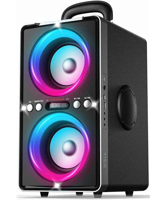 Bluetooth Speaker, 200W Peak Loud Stereo with Big Bass, 20H Playtime, TWS, Fast Charging, Portable Handle, Wireless Large Boombox Bocina with LED Light for Party Outdoor Backyard Camping