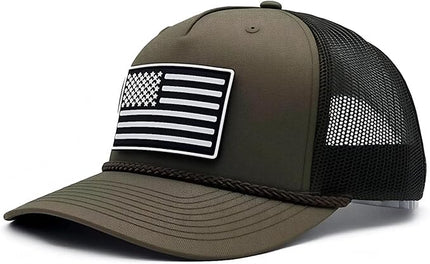Old Glory PVC Curved 5 Panel Rope Hat, Adjustable Snapback Baseball Cap, Perfect for Outdoor Sports