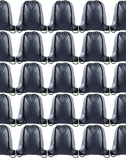 KUUQA 25Pcs Gray Drawstring Bags - String Backpacks for Gym, Sport, Traveling