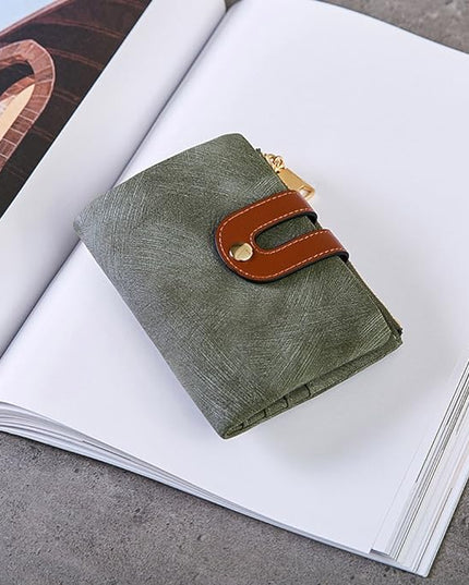 AOXONEL Women's Rfid Small Bifold Leather Wallet Ladies Mini Zipper Coin Purse id card Pocket,Slim Compact Thin