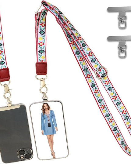 LEMEDE Wrist Keychain and Adjustable Phone Lanyard, Silver Hook Phone Crossbody Strap with 360° Rotating Phone Pads