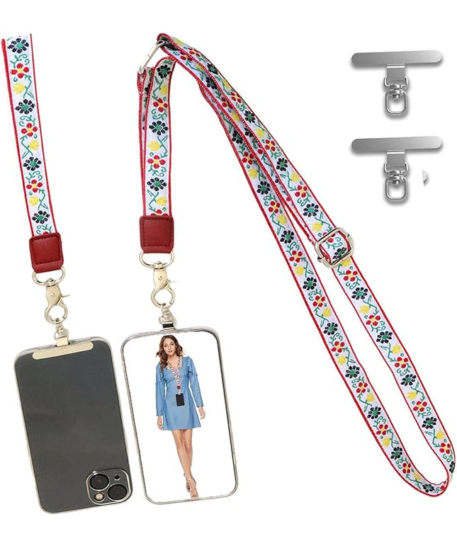 LEMEDE Wrist Keychain and Adjustable Phone Lanyard, Silver Hook Phone Crossbody Strap with 360° Rotating Phone Pads