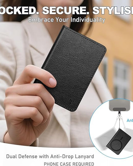 TUCCH for Magsafe Wallet, 6 Card Holders with [ID Window] [RFID Blocking] for iPhone 17/16/15/14/13/12/Pro/Pro Max/Air/Plus Series, PU Leather Magnetic Card Wallet for Men Women, Textured Black