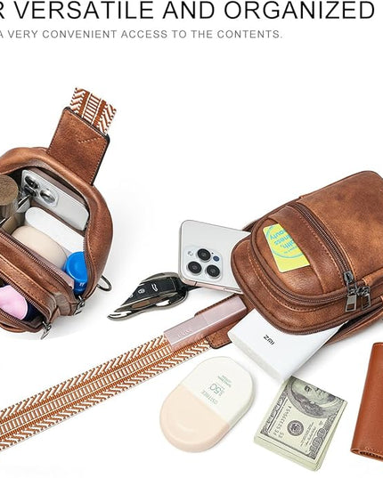 Sling Bag For Women Faux Leather Small Casual Daypack Backpack Fanny Pack Crossbody Chest Bags Purse