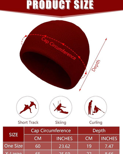 6 Pcs Fleece Skull Cap Men Fleece Beanie Winter Watch Hat Warm Polar Beanie Cap Thick Windproof Unisex for Outdoor Exercising