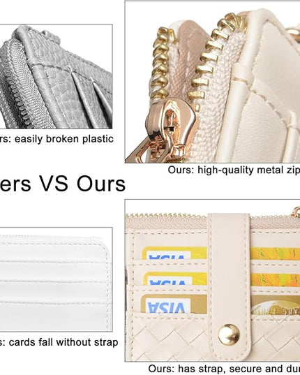 COOLANS Silicone Bracelet Wristlet Wallet Credit Card Holder RFID,ID Window,Key Ring Tassel,Slim Wallet Women Keychain Purse