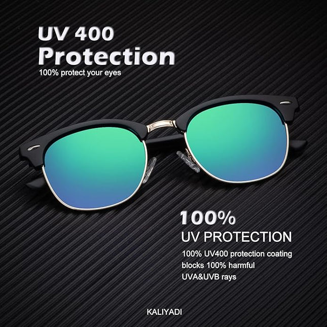 KALIYADI Polarized Sunglasses for Men and Women Semi-Rimless Frame Driving Sun glasses UV Blocking