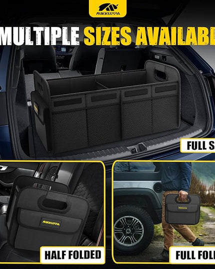 MIKKUPPA Car Trunk Organizer - 75L Collapsible Trunk Organizer for Groceries, Trunk Storage Organizers for SUV Auto Truck Van with Non Slip Bottom (Black)