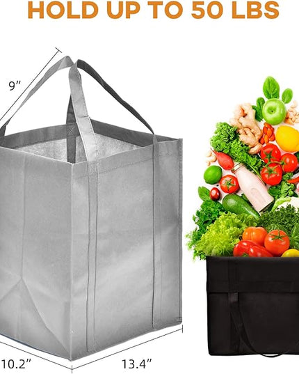 JERIA 24-Pack Reusable Grocery Bags，Large Washable Foldable Shopping Bags，Heavy Duty Tote Bags with Reinforced Handles