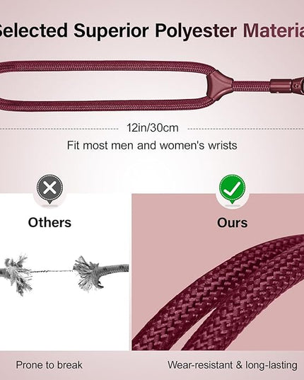 Dadanism Phone Wrist Strap, Universal Adjustable Hand Wrist Strap Lanyard for iPhone 17 and Most Smartphones, Multifunctional Patch Lanyard with Phone Tether Tab for Women and Men, Wine Red
