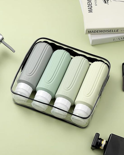 Travel Bottles for Toiletries, Large 6oz Oversize Containers, BPA Free Leak Proof Tubs Refillable Liquid Traveler Accessories with Toiletry Bag for Cometic Shampoo and Lotion Soap (4 Pack)