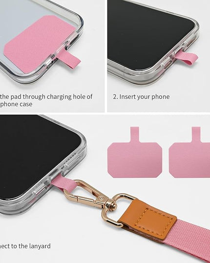 Phone Lanyard,Adjustable Neck Strap Crossbody Nylon Lanyard with Wrist Strap for All Smartphone,Keys,Card Holder and Personal Effects (Solid Pink)