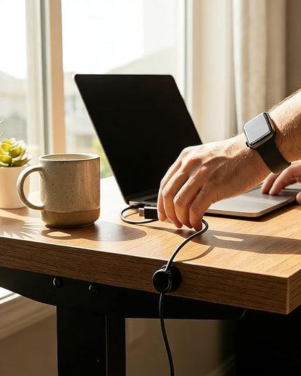 Magnetic Cable Organizer 8-Pack Glossy Black - Rotating Magnetic Clip Cord Keeper for Desk, Nightstand & Car - Adhesive Management System for USB & Power Wires