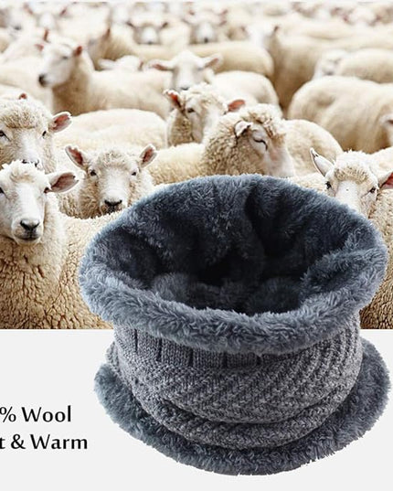 Winter Beanie w/Visor & Earflaps for Men Outdoor Fleece Hat Scarf Set