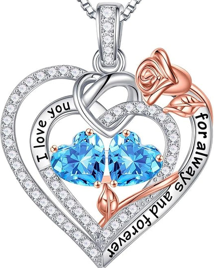 Iefil Christmas Gifts for Wife Women - 925 Sterling Silver Double Birthstone Necklace, Anniversary Birthday Gifts for Women, Jewelry Gift for Wife Girlfriend Mom Her
