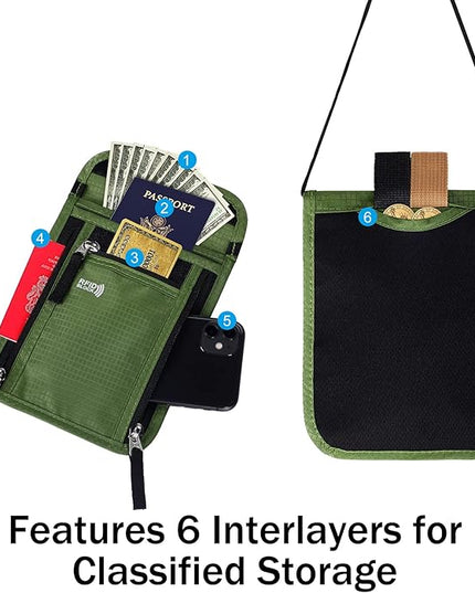 Travel Pouch Neck Wallet Family Passport Holder Organizer Case with RFID Blocking | RFID Blocking