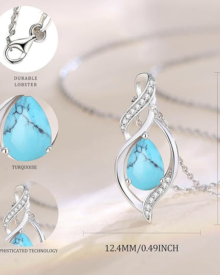 FANCIME Birthstone Necklace for Women Teardrop Necklace S925 Sterling Silver Infinity Love Birthday Gifts for Mom Women Girls, 16"+2" Inches