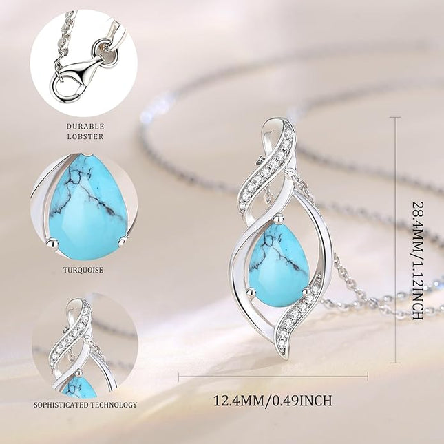 FANCIME Birthstone Necklace for Women Teardrop Necklace S925 Sterling Silver Infinity Love Birthday Gifts for Mom Women Girls, 16"+2" Inches