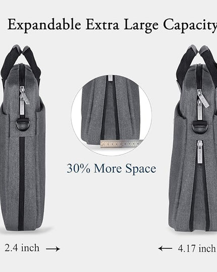 Voova Laptop Bag Case 15 15.6 16 Inch, Computer Sleeve Messenger Bag with Shoulder Strap Expandable Waterproof Business Briefcase for Men Women to Work Travel School, Fit 14-16 Inch Laptop, Grey