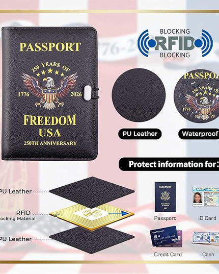 Melsbrinna Premium Leather Passport Holder Covers Case, Waterproof Rfid Blocking Travel Wallet Passport Holder with Pen Holder, Cute Passport Book for Women/Men