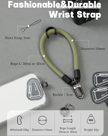 project-cb Hand Wrist Phone Strap,Phone Lanyard Patch ×2,Cell Phone Case Holder,Wristlet Strap for Key,AirPods,Camera (Holiday Green, 15.7inch)