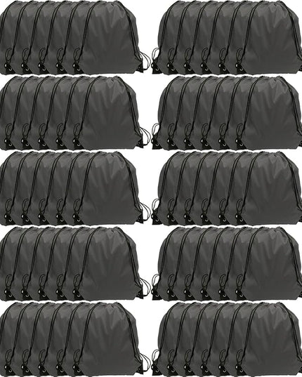 GoodtoU Drawstring Bags, Drawstring Nylon Backpack Draw String Bags Pack Bulk Cinch Sack for Sport, Traveling, Team (60Pcs, Grey)