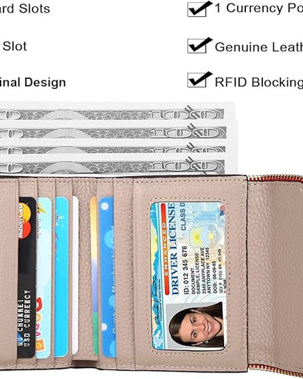 Lavemi Ultra Thin Small Compact Leather Womens Girls Wallets RFID Blocking Credit Card Holder for Women