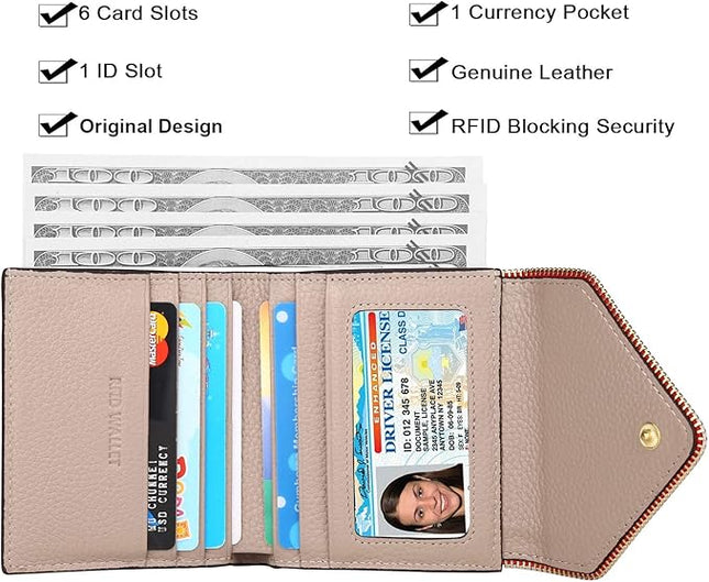 Lavemi Ultra Thin Small Compact Leather Womens Girls Wallets RFID Blocking Credit Card Holder for Women