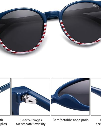 SOJOS Small Round Classic Polarized Sunglasses for Women Men Vintage Style UV400 Lens MAY SJ2113