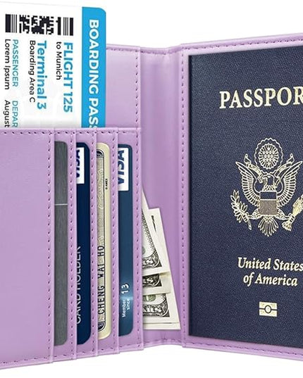 Passport Holder Cover Travel RFID Blocking Passport Cover Rose Gold Cute Flowers Passport Wallet with Elastic Band for Women