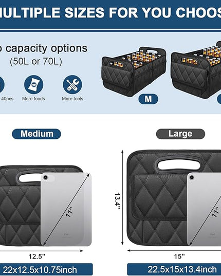 Deosk Car Trunk Organizer for SUV, Car Organizers and Storage with 6 Pocket, Car Accessories for Women/Men 50LWaterproof Polyester Trunk Organizer, Black