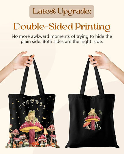 Aesthetic Tote Bag for Women- with Magnetic Buckle and Zipper Inner Pocket Cloth Cotton Canvas Tote Bags