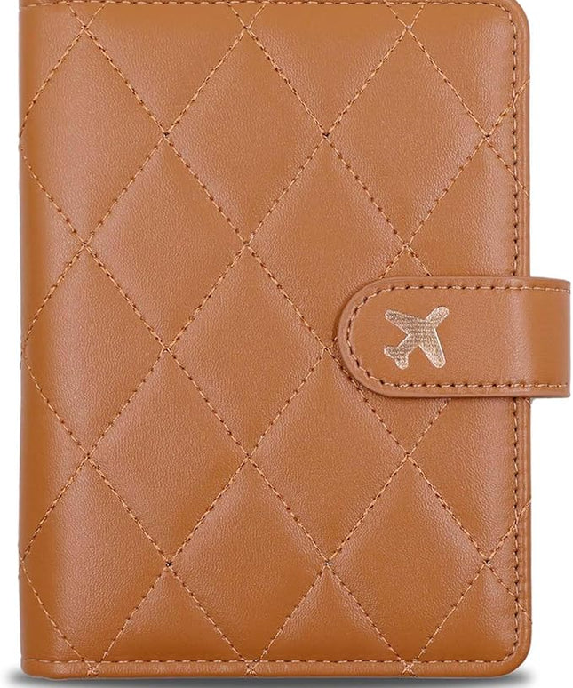 Melsbrinna Rfid Passport Holder for Travel women/Men, Cute Passport Wallet Rfid Blocking Card Slots, Rfid Passport Cover/CaseTravel Wallet, Passport Book Holder (1, LG BROWN)