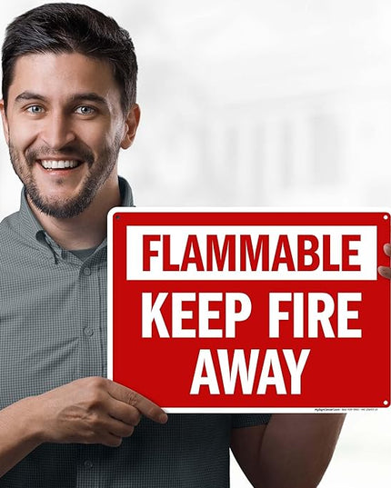 Flammable Keep Fire Away Sign, 10x14 Inches, Rust Free .040 Aluminum, Fade Resistant, Made in USA by My Sign Center