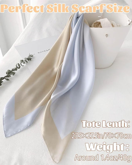 kcctoo 27.5" Mulberry Silk Feeling Head Scarf Women's Fashion Square Neck Satin Scarfs for Bag Hair Scarves Gift