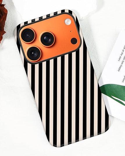Magnetic for iPhone 17 Pro Max Case Cute Diagonal Stripes Phone Case, Shockproof Slim TPU and Hard PC Protective Phone Cover Compatible with MagSafe Designed for Women Girls,Black and White