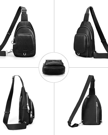 befen Anti Theft Genuine Leather Sling Bag for Women RFID Small Crossbody Bag Chest Bag Leather Fanny Packs for Travel