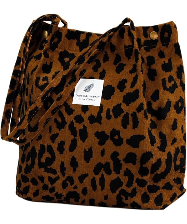 Corduroy Tote Bag Cute Tote Bags for Women Shoulder Bag with Inner Pocket for Work Beach Travel and Shopping Grocery